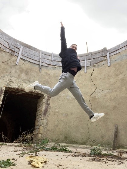 A man jumping.